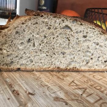 Oatis Sourdough bread first slice