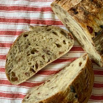 Prune Cranberry walnut loaf first slice